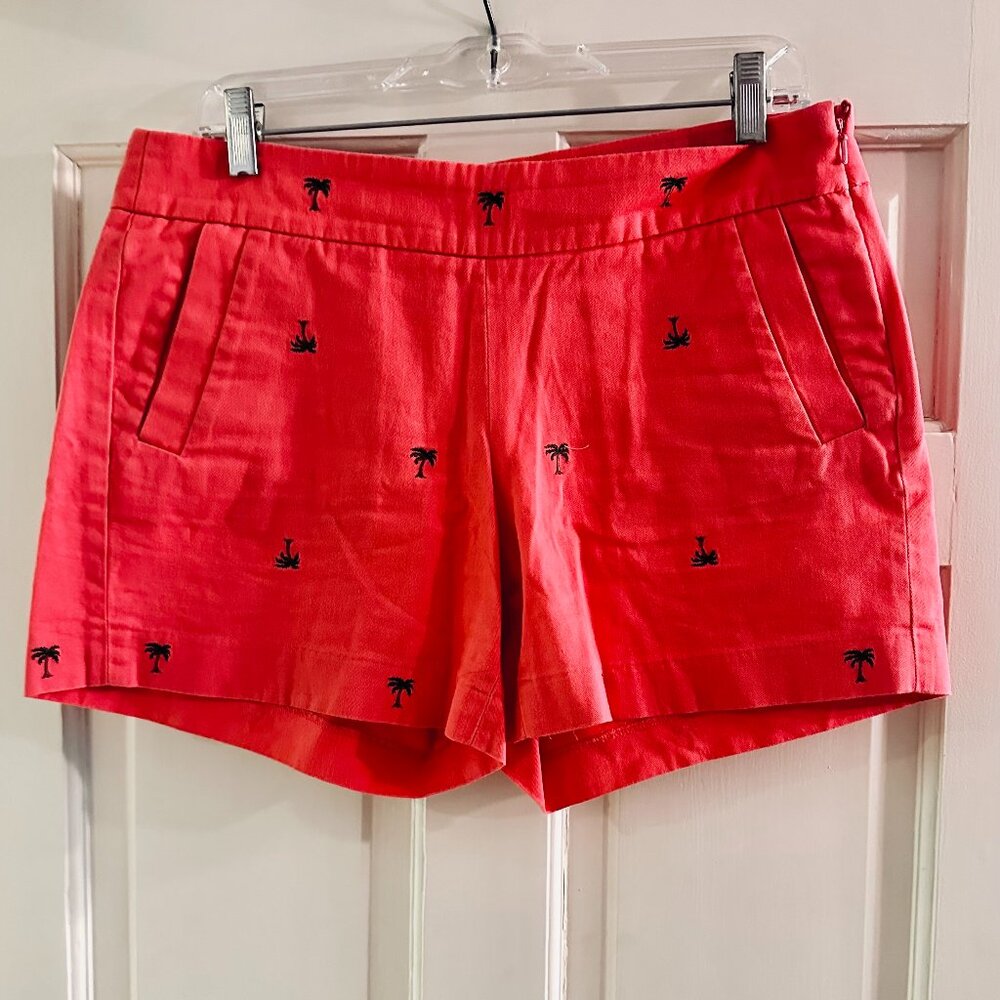 J Crew peach color embriodered palm Trees Shorts size 6